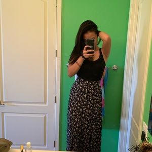 Long Black Floral Maxi Skirt